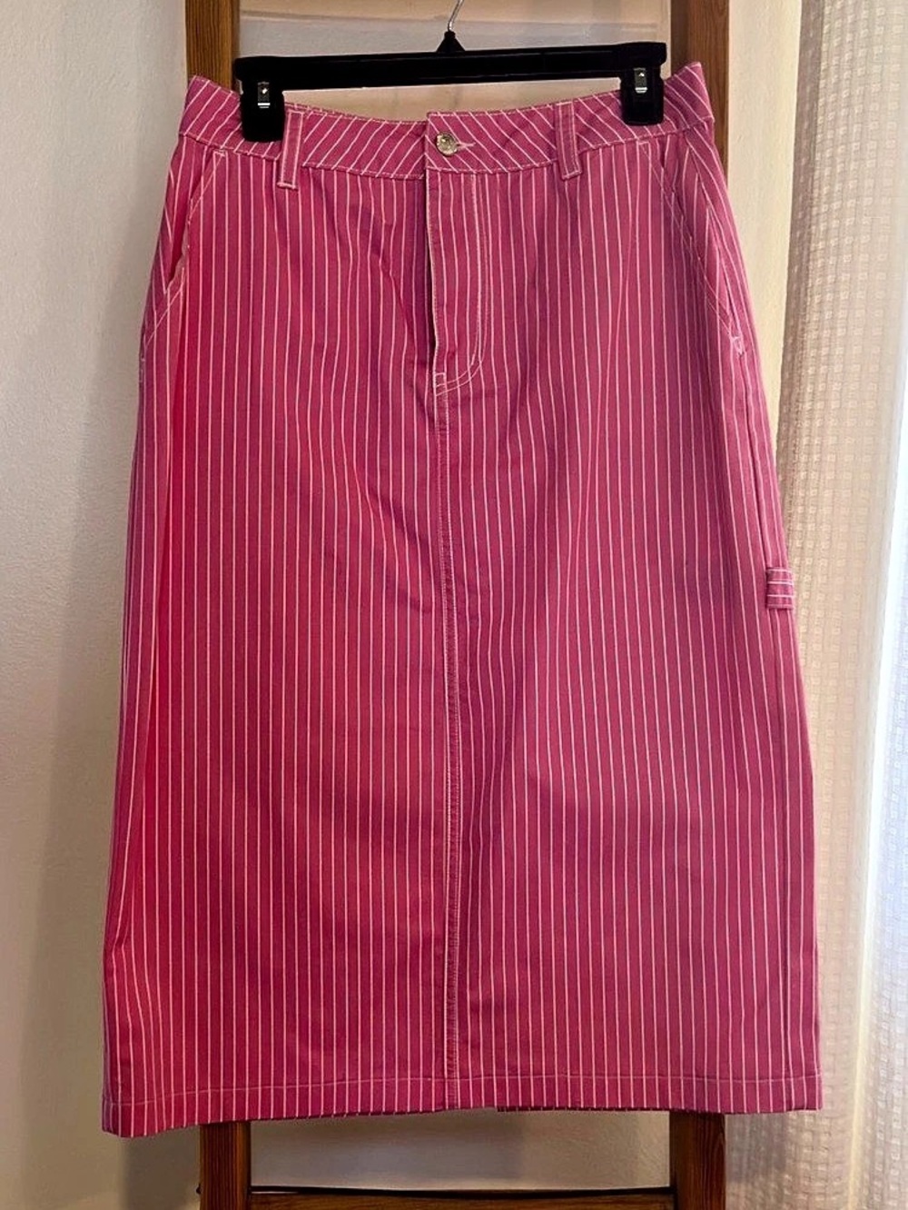 Vero Moda VMCarly Striped Cargo Maxi Skirt Midi Skirt Pink & White pinstripe Med